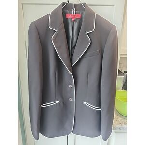 anne klein Suit Coat Chocolate Brown With‎ White Piping Sz 10